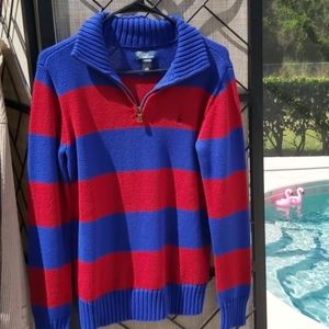Polo Ralph Lauren   1/4 zip  Red and Blue Sweater
